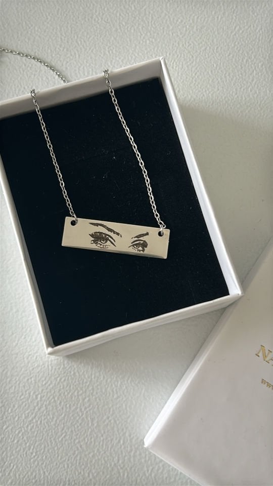 Çelik Kalp Gözü Kolye (Kendi Görseliniz İle)