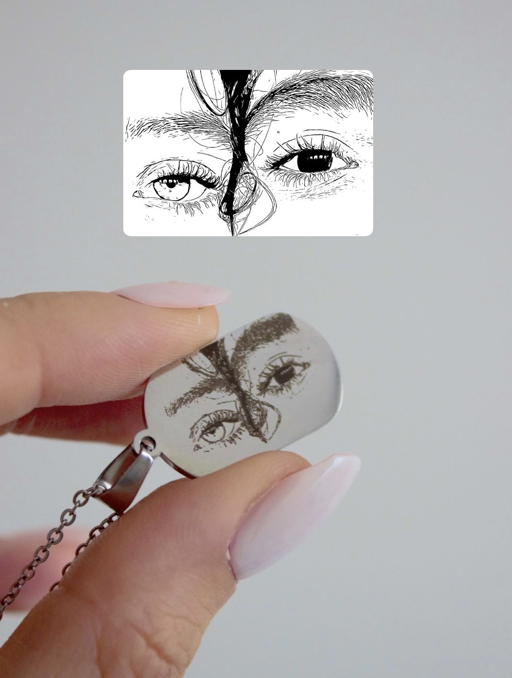 Çelik Kalp Gözü Kolye (Kendi Görseliniz İle)