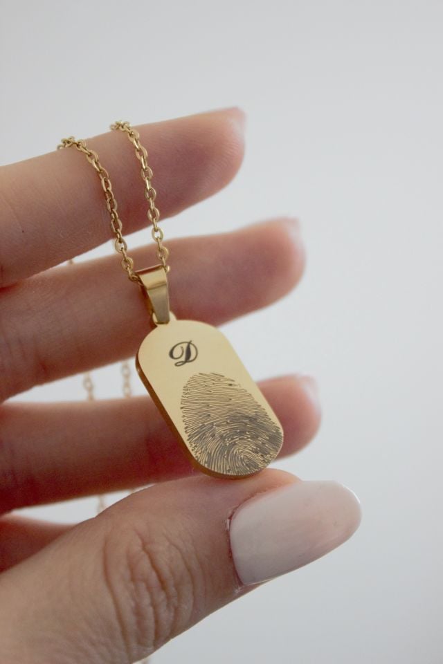 Çelik Parmak İzi Kolye (kendi izinizle)