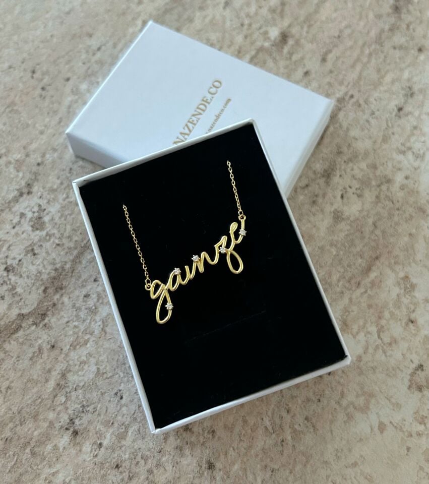 925 Ayar Gümüş Taşlı İsim Kolye