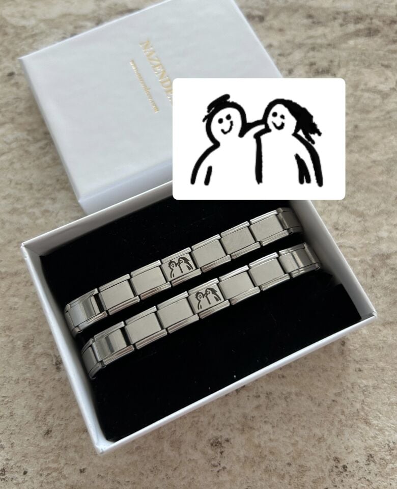 1 ADET Çelik Portre Sevgili Charm Bileklik (sizin görseliniz ile)