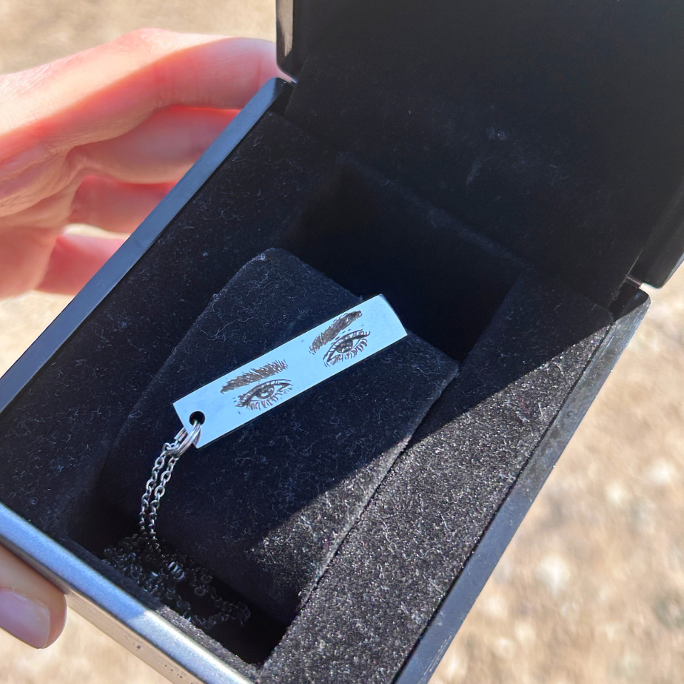 Çelik Kalp Gözü Kolye (Kendi Görseliniz İle)