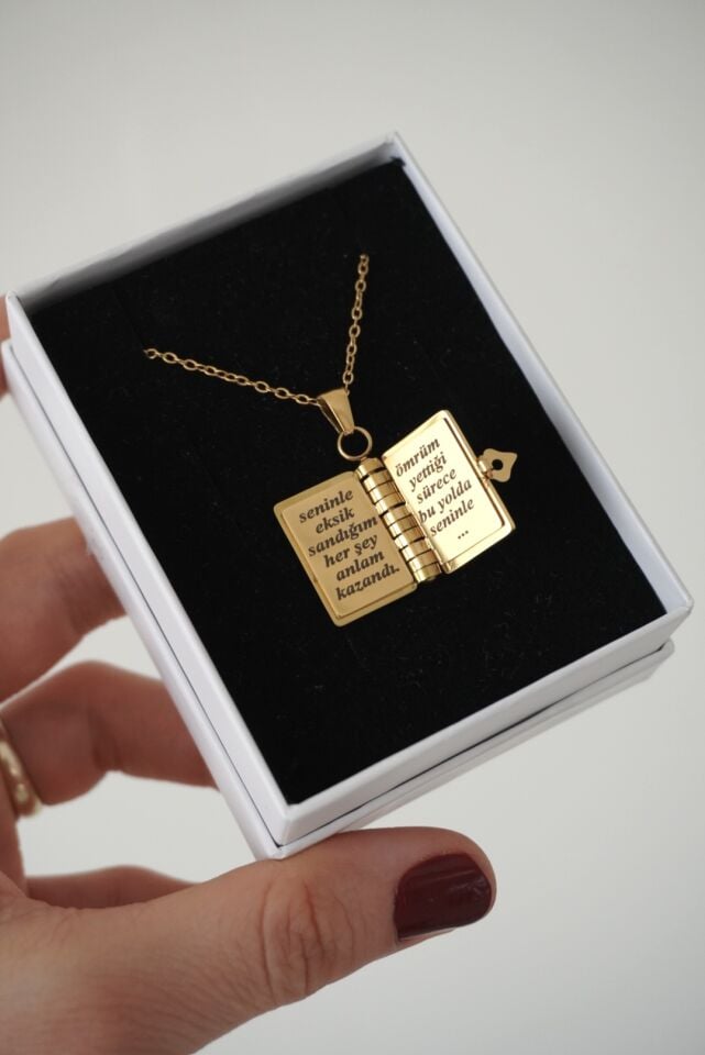 Çelik Kitap Anı Kolyesi