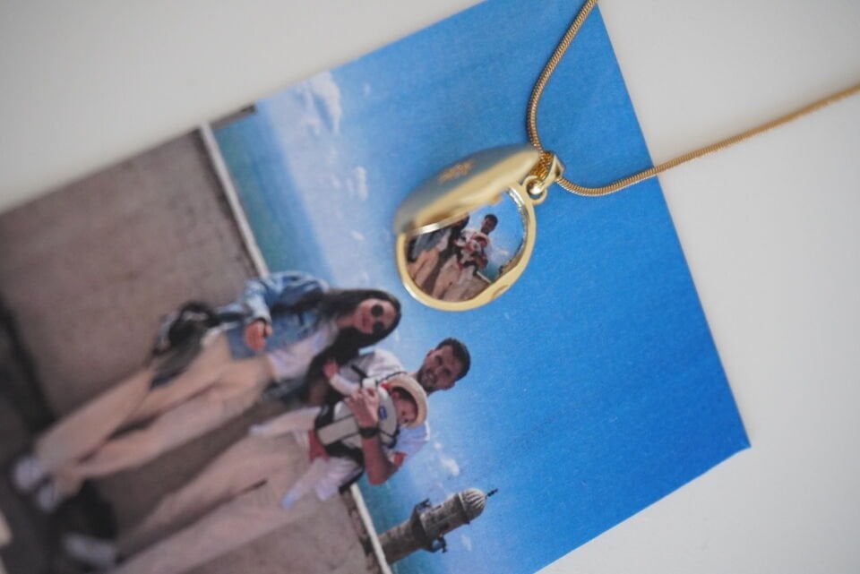 Çelik Oval Resimli Anı Kolyesi