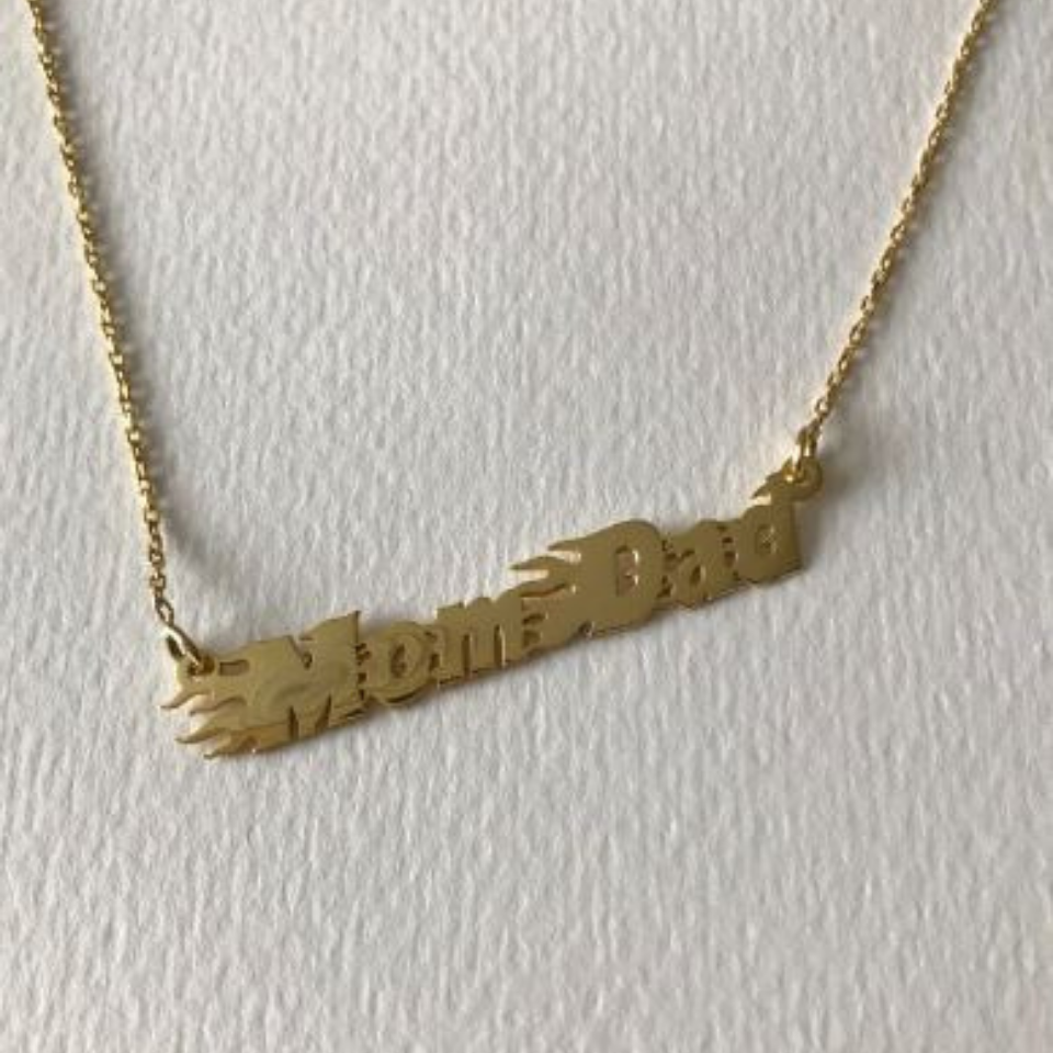 925 Ayar Gümüş Alev Font İsim Kolye