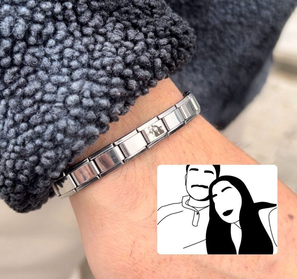 Çelik Portre İtalyan Charm Bileklik (sizin görseliniz ile)