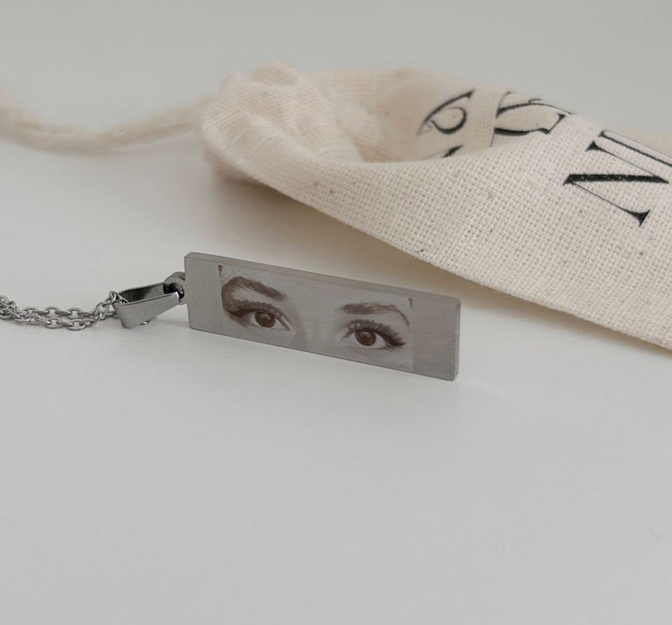 Çelik Kalp Gözü Kolye Model3 (Kendi Görseliniz İle)