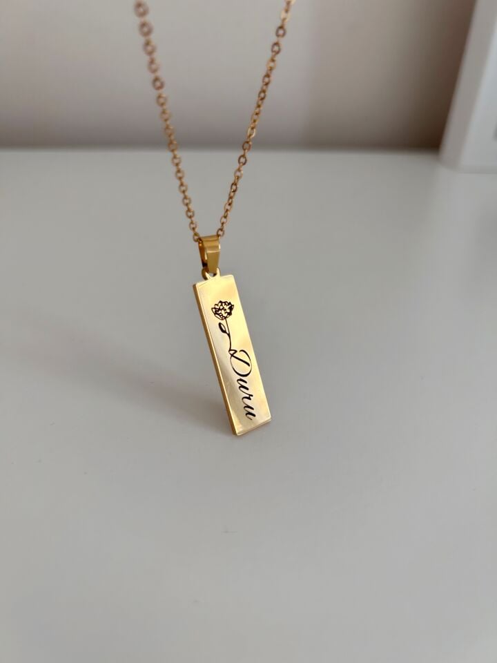 Çelik Doğum Ayı İsim Kolye