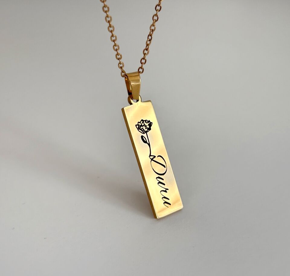 Çelik Doğum Ayı İsim Kolye