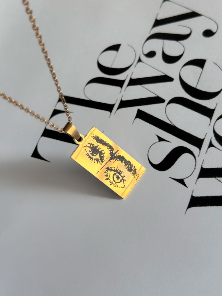 Çelik Kendin Çizdir Çift Göz Kolye