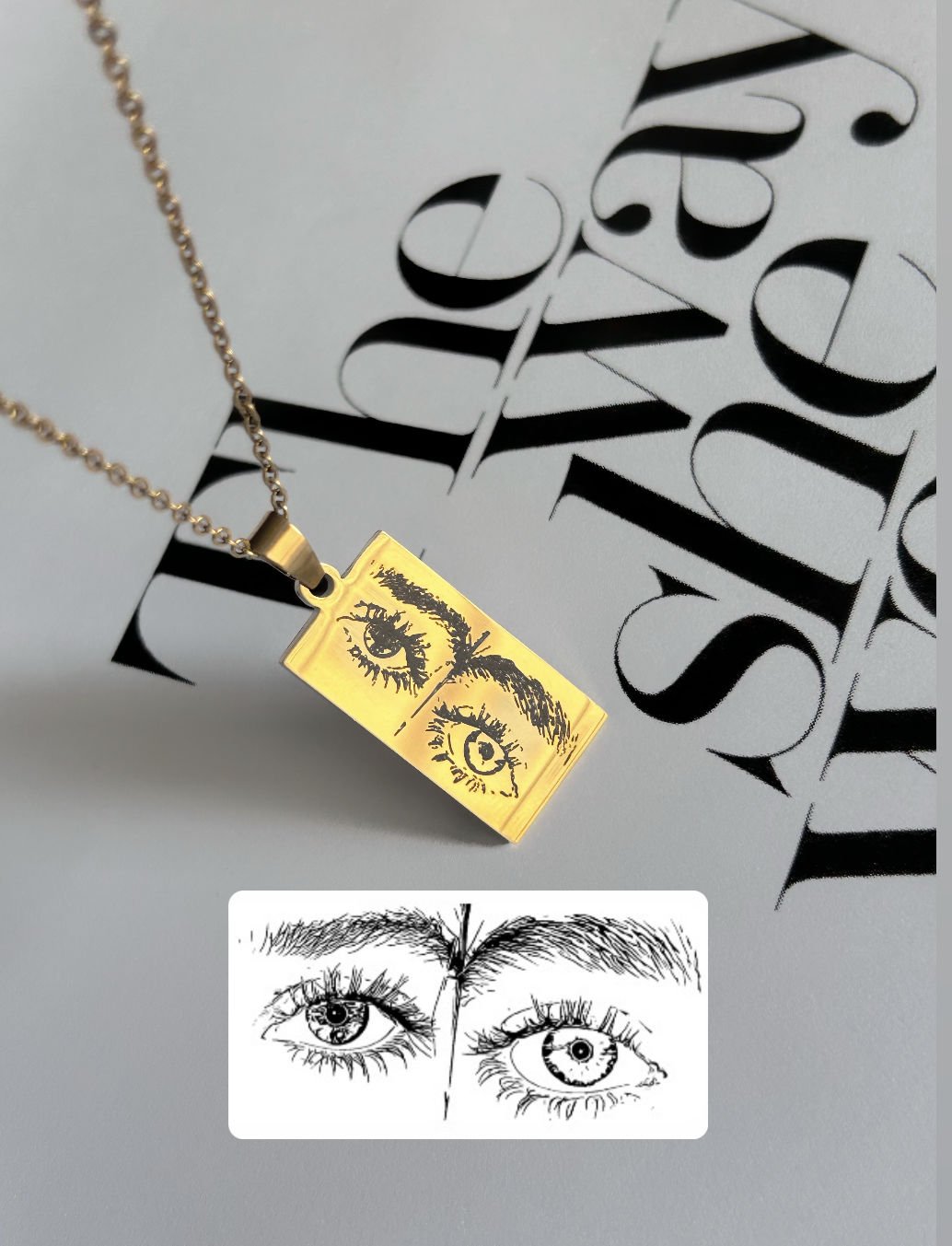 Çelik Kendin Çizdir Çift Göz Kolye