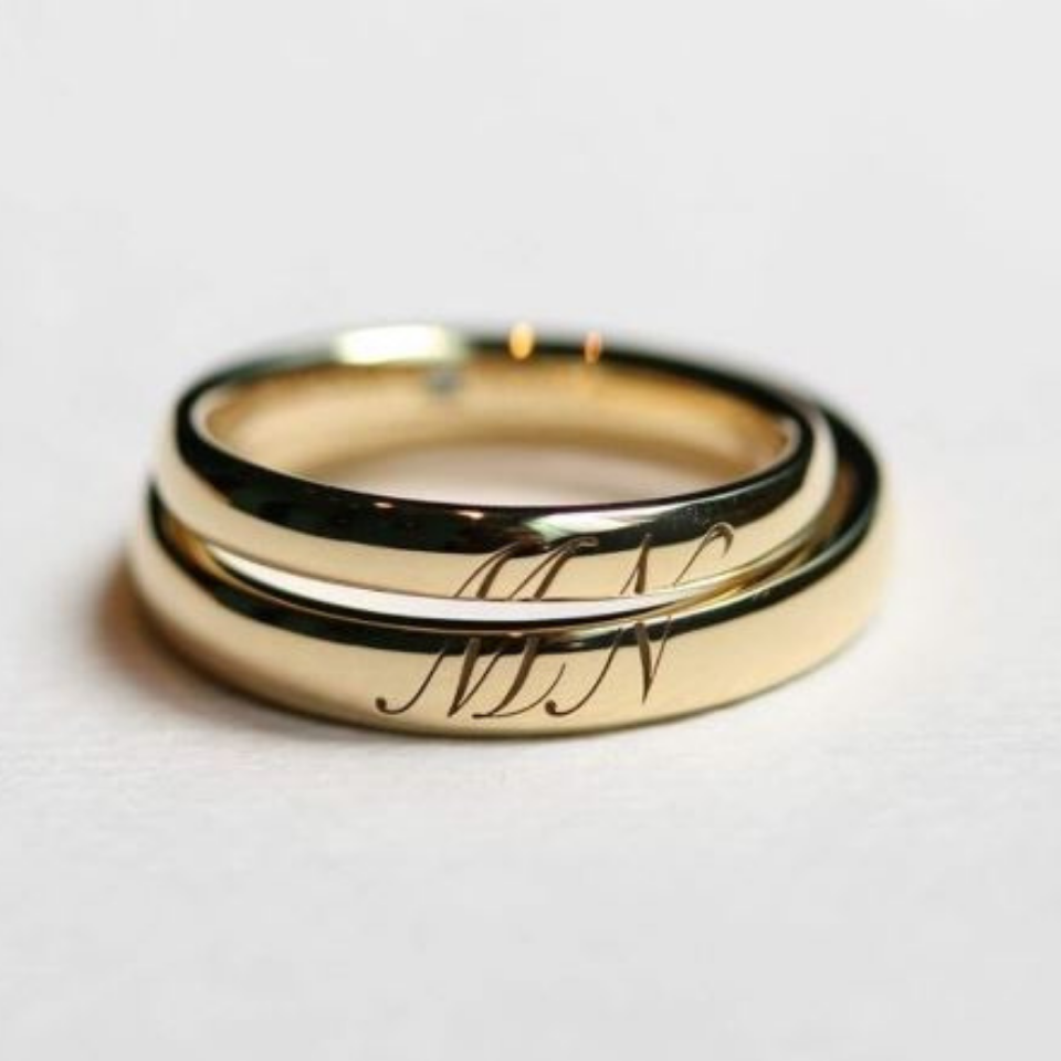 925 Ayar Gümüş Kişiye Özel Çift Harf Yüzük