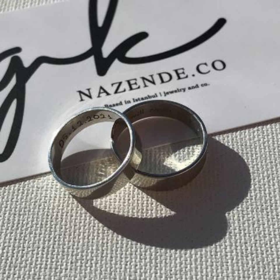 925 Ayar Gümüş Kalın İçe Kendin Yazdır Yüzük