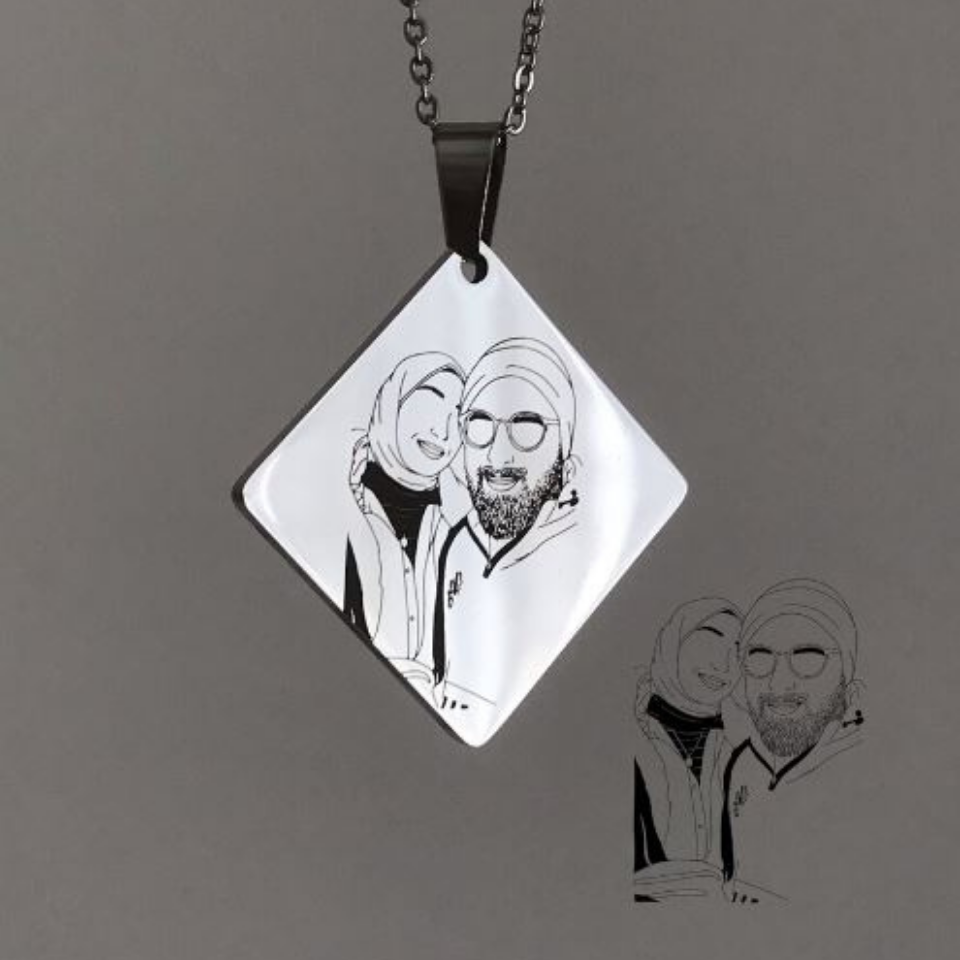 Çelik Kendin Çizdir Kolye