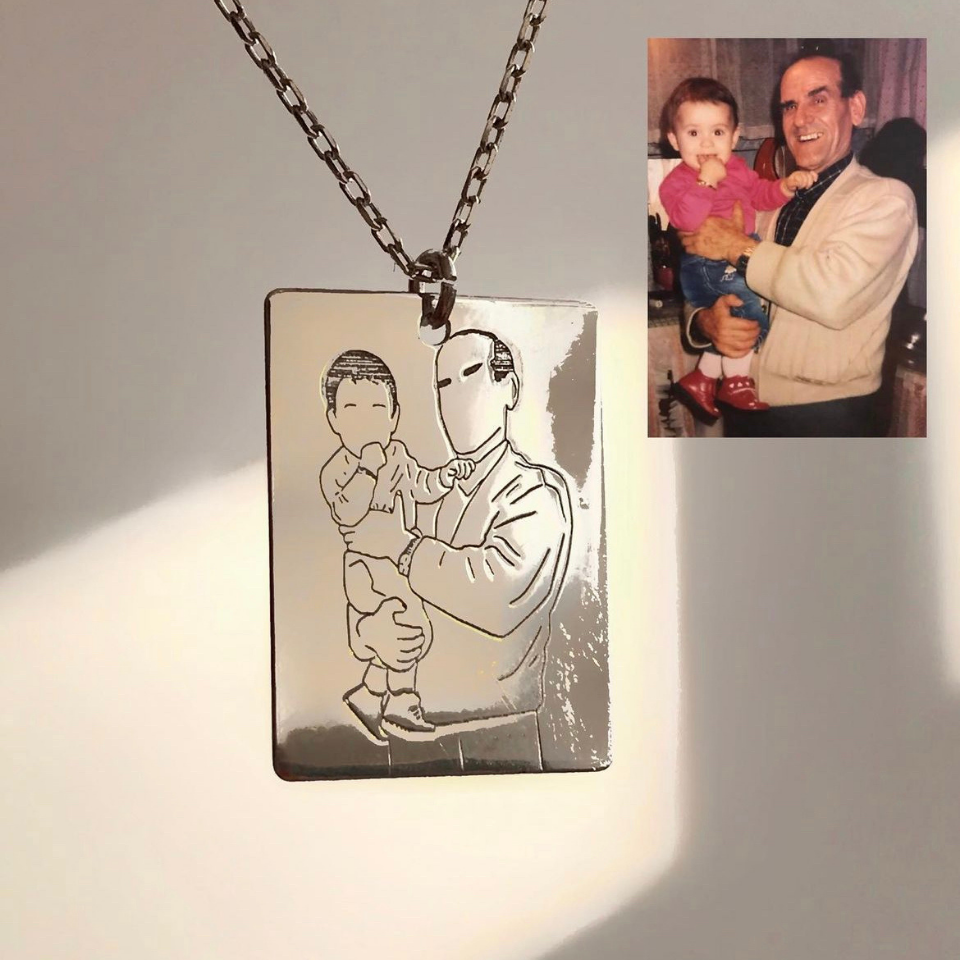 925 Ayar Gümüş Kendin Çizdir Kolye