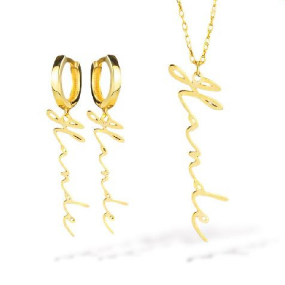 925 Ayar Gümüş Dikey İsim Kolye