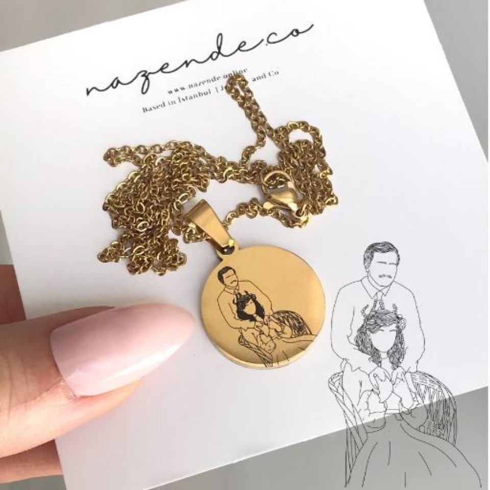 Çelik Kendin Çizdir Yuvarlak Kolye