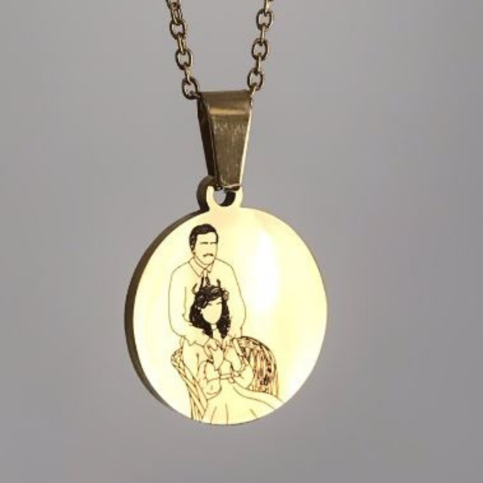 Çelik Kendin Çizdir Yuvarlak Kolye