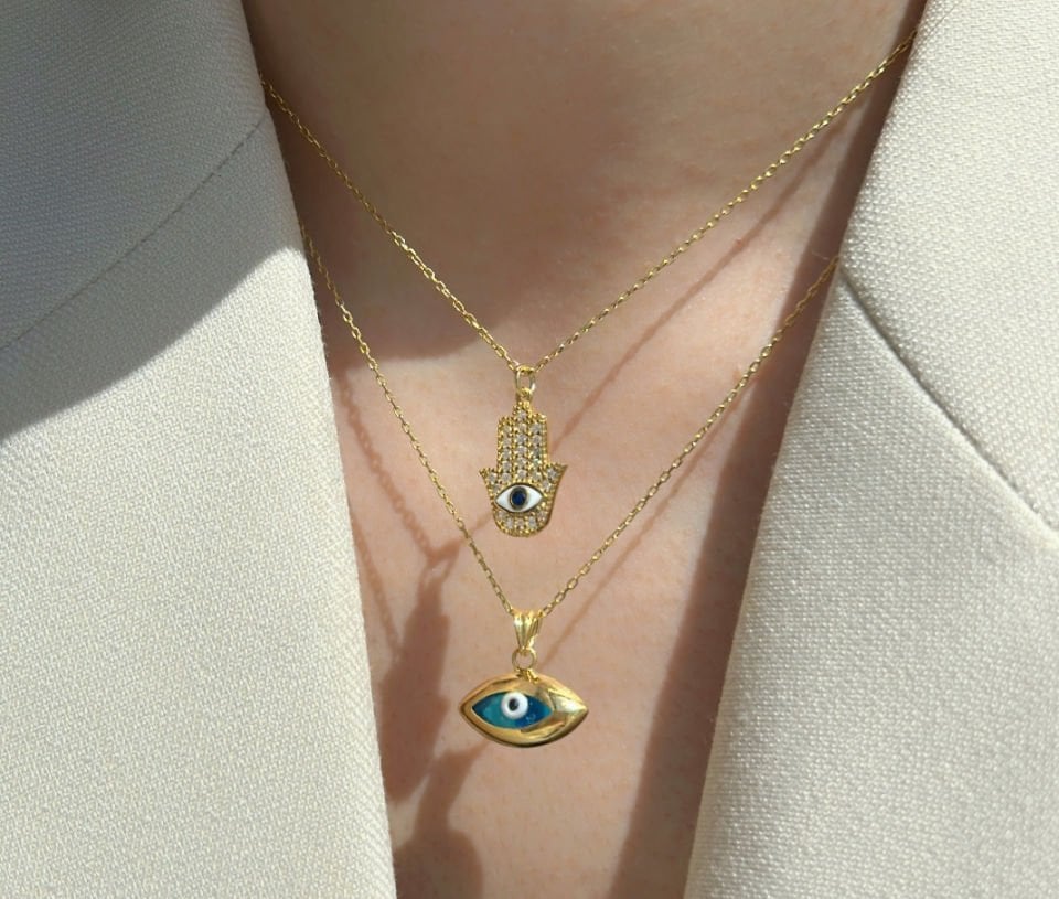925 Ayar Gümüş Nazar Hamsa Kolye