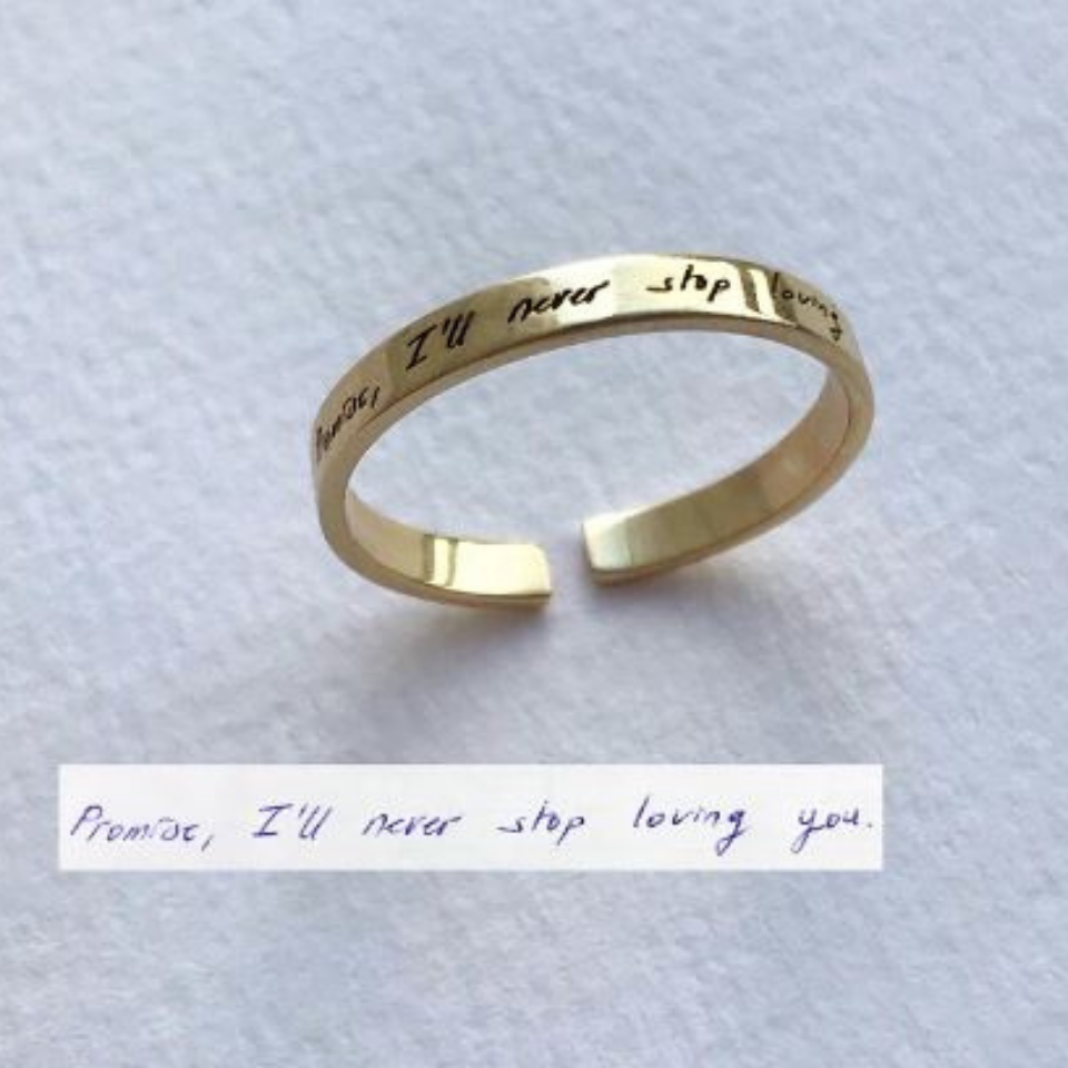 925 Ayar Gümüş İnce Dışa Kendin Yazdır Yüzük