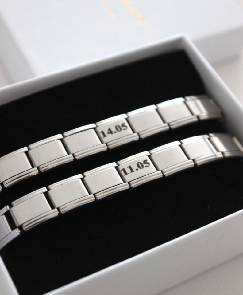 Çelik Tarih/Harf/İsim İtalyan Charm Bileklik (sizin yazınız ile)