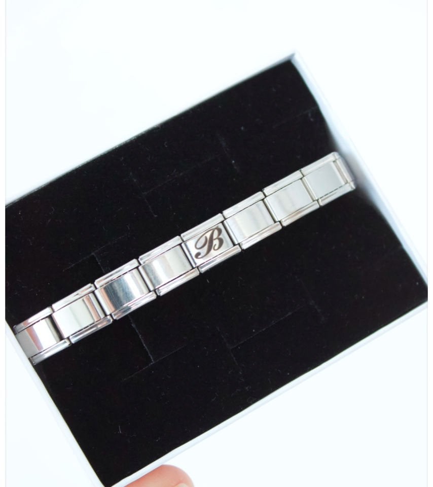 Çelik Tarih/Harf/İsim İtalyan Charm Bileklik (sizin yazınız ile)