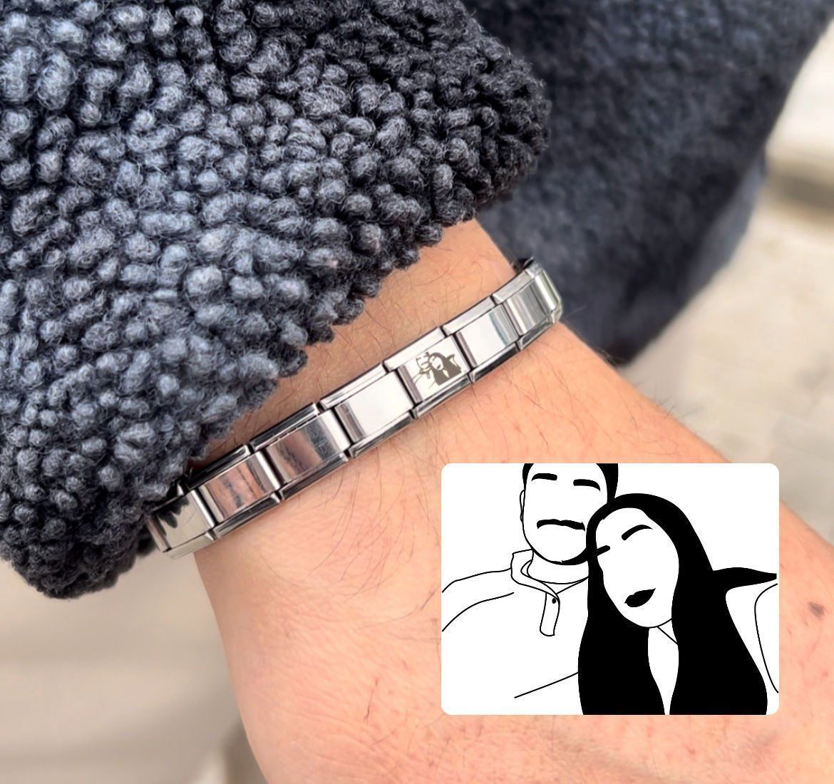 Çelik Portre İtalyan Charm Bileklik (sizin görseliniz ile)