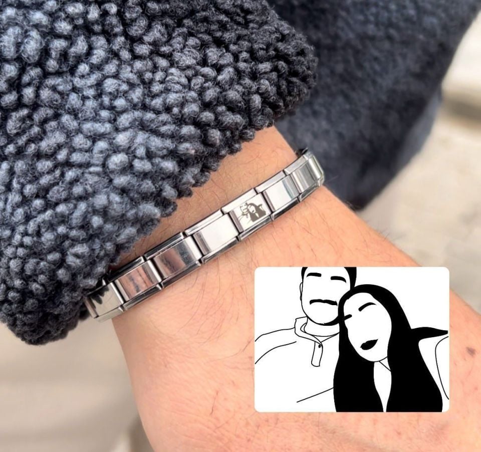 Çelik Portre İtalyan Charm Bileklik (sizin görseliniz ile)