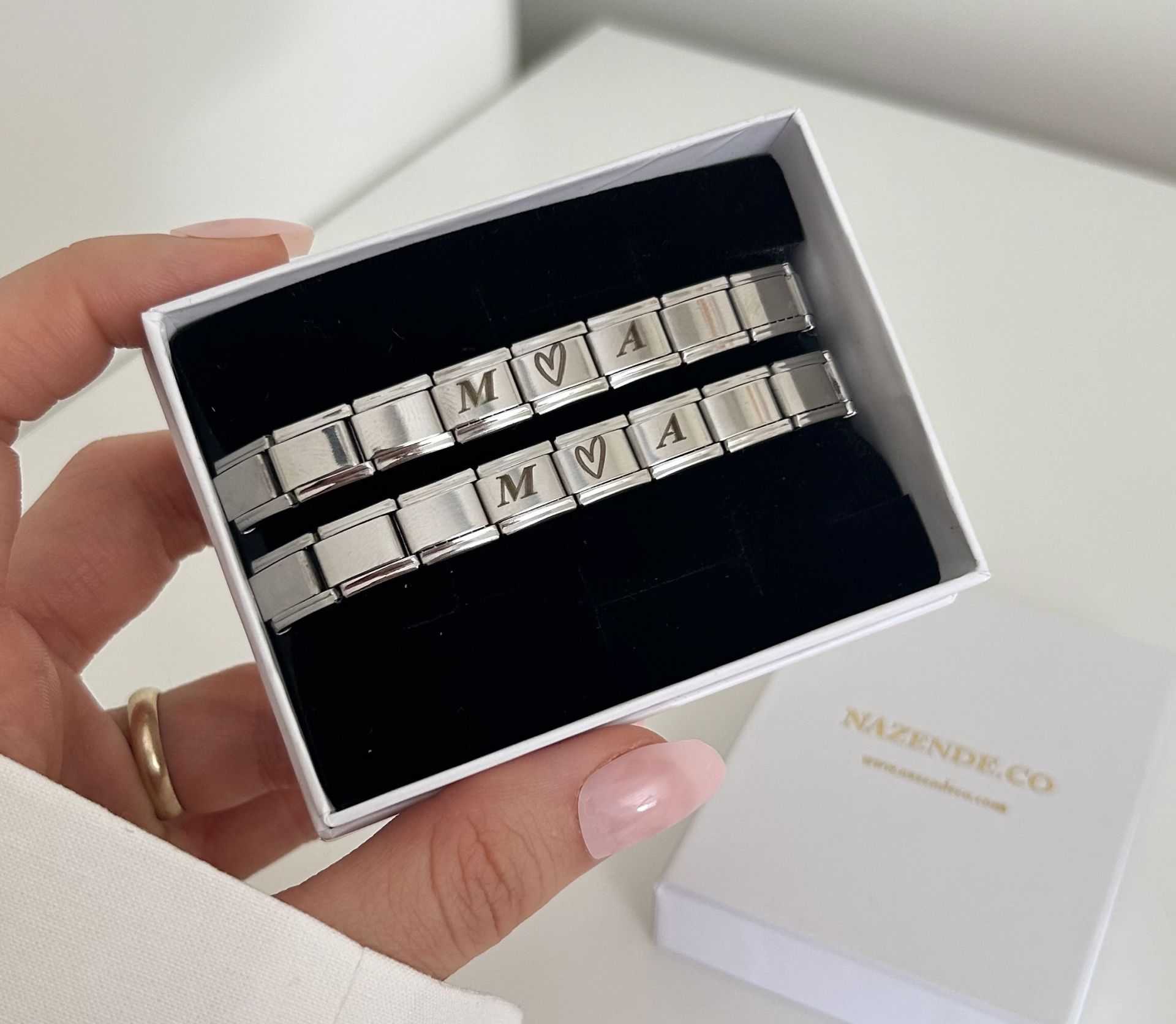 2 Adet Çelik Harf Kalp İtalyan Charm Bileklik (2 adet / kişiye özel)